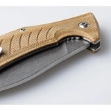 Revo Ness Linerlock Brown Micarta - D2 Tool Steel Blade With Extended Tang, Lanyard Hole And Clip by Revo