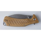 Revo Ness Linerlock Brown Micarta - D2 Tool Steel Blade With Extended Tang, Lanyard Hole And Clip by Revo
