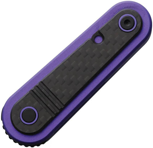 Revo Spirit Button Lock - Purple Stainless Handle With Carbon Fiber Onlay, Black Stonewash 14C28N Blade by Revo