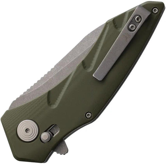 Revo Storm Crossbar Lock Green - VG-10 Stainless Drop Point Blade With Extended Tang And Green G10 Handle by Revo