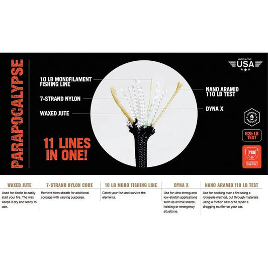 Parapocalypse Black SPARA100 Paracord From Atwood Rope MFG For Outdoor Survival Enthusiasts Durable by Atwood Rope MFG