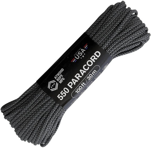Atwood Rope MFG Parachute Cord Diamond Blk/Gry C550 DIAMOND BLK W/ GREY by Atwood Rope MFG