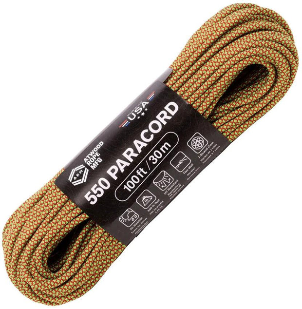 Atwood Rope MFG Parachute Cord Diamond C550 DIAMOND RED W/ SOUR APPLE by Atwood Rope MFG