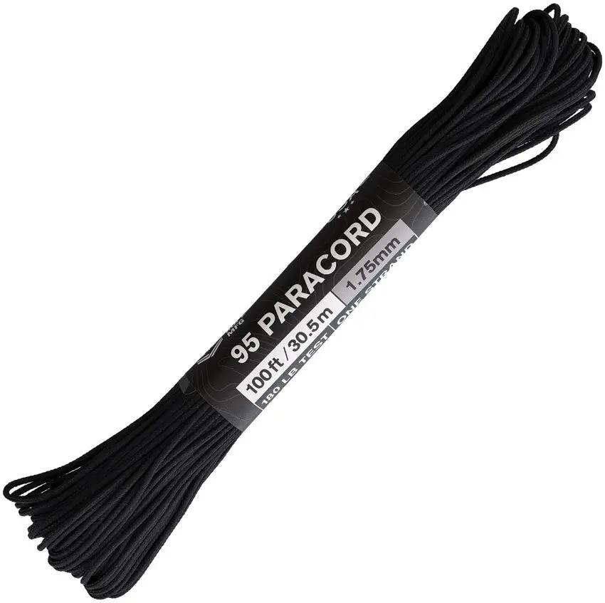 Atwood Rope Mfg 95 Paracord Black 100 Ft Nylon Core 180 Lb Test Outdoor Survival Gear by Atwood Rope MFG