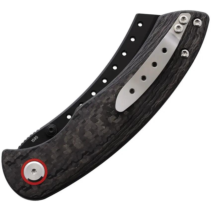 Red Horse Knife Works Hell Razor Linerlock Twill RH010 MARBLED CF PVD BLAC by Red Horse Knife Works