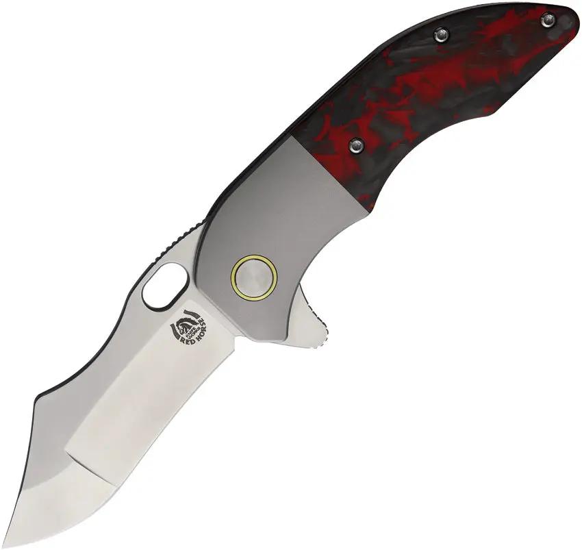 Red Horse Knife Works War Pig Framelock RedCF RMCF SATIN by Red Horse Knife Works