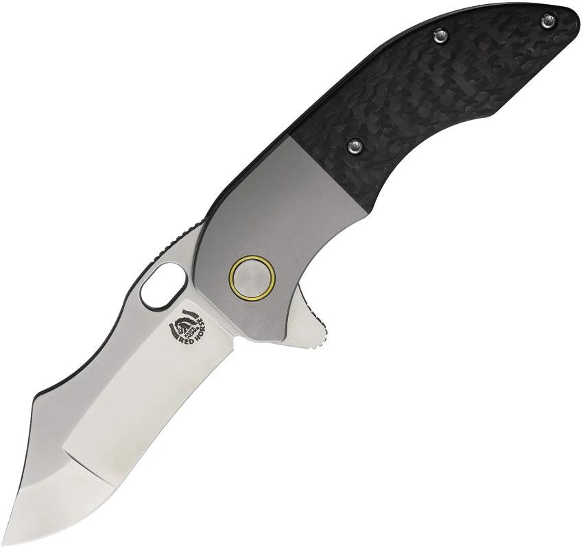 Red Horse Knife Works War Pig Framelock Twill CF BK G10SATIN by Red Horse Knife Works