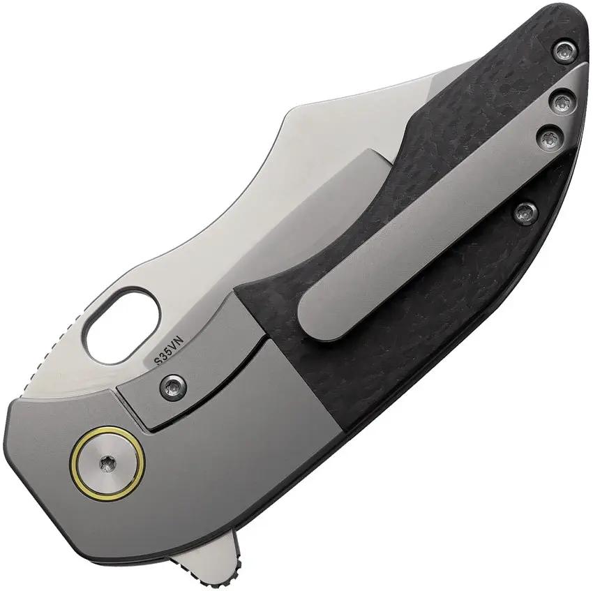 Red Horse Knife Works War Pig Framelock Knife Satin S35VN Blade Gray Titanium Frame With Twill Carbon Fiber Inlay by Red Horse Knife Works