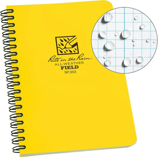 Rite In The Rain Side Spiral Notebook Yellow Durable Field Notebook With Ruler For Professionals And Outdoor Enthusiasts by Rite in the Rain
