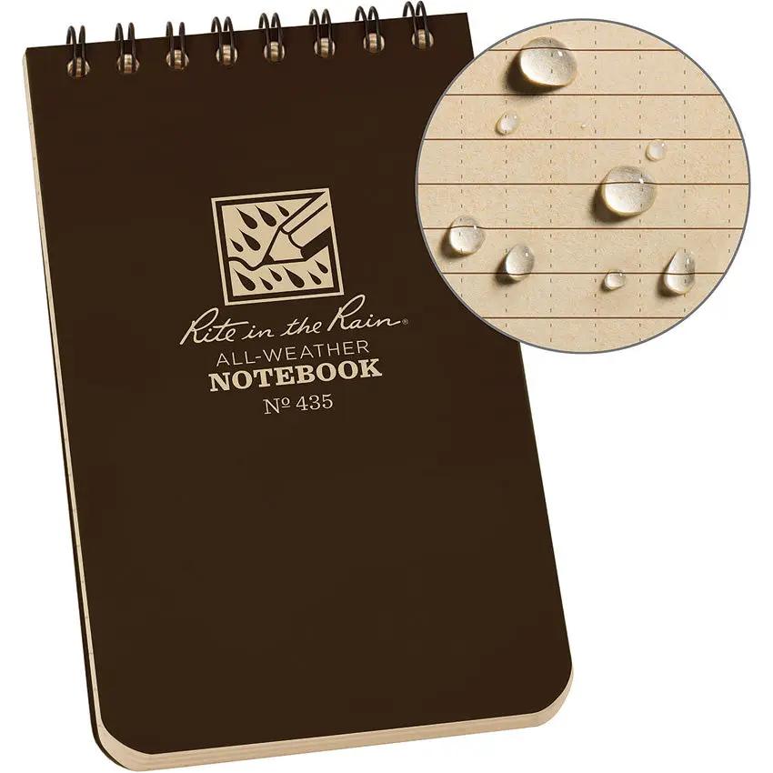 Rite In The Rain 3x5 Top Spiral Notebook Brown Polydura Compact Field Journal For Professionals Students Outdoors by Rite in the Rain