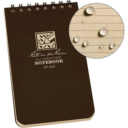 Rite In The Rain 3x5 Top Spiral Notebook Brown Polydura Compact Field Journal For Professionals Students Outdoors by Rite in the Rain