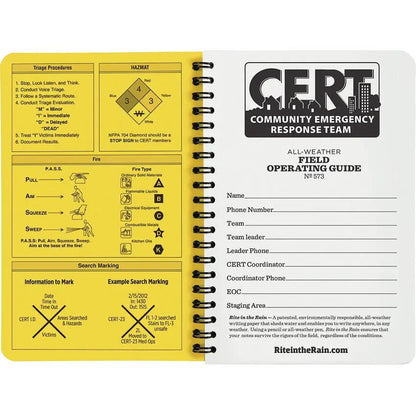 Rite In The Rain CERT Field Operators Guide 573 Waterproof Spiral Bound For CERT Responders by Rite in the Rain
