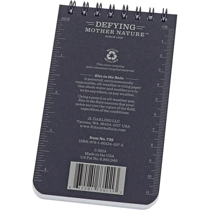 Rite In The Rain 3x5 Weatherproof Spiral Notebook For Outdoor Professionals Compact Field Journal by Rite in the Rain