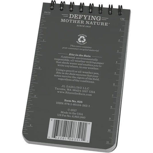Rite In The Rain Top Spiral Notebook 3x5 Gray Weatherproof Jotter For Field Pros And Travelers by Rite in the Rain