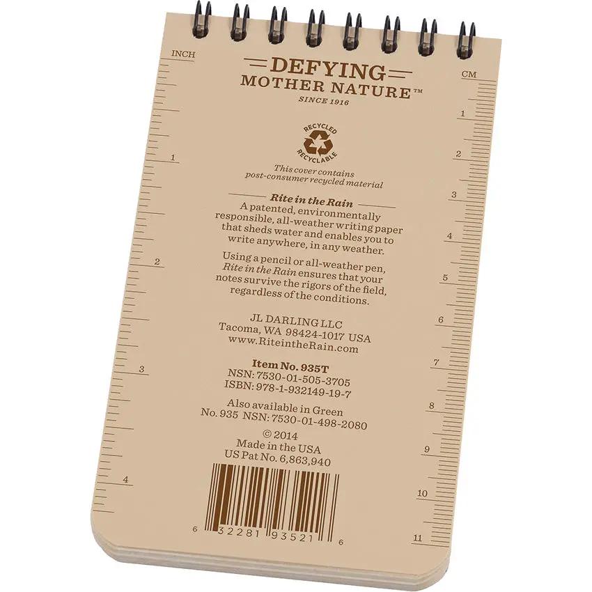 Rite In The Rain 3x5 Top Spiral Notebook Weatherproof Portable Field Companion For Outdoor Pros by Rite in the Rain