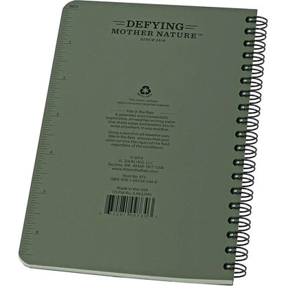 Rite In The Rain Side Spiral Weatherproof Notebook Green Compact Field Journal For Outdoor Pros by Rite in the Rain