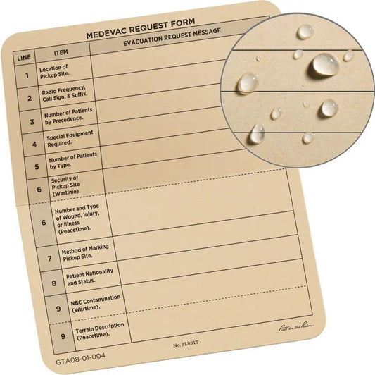 Rite In The Rain Medevac Card Tan 9L991T Field Ready Medical Information Card For Medics And EMTs by Rite in the Rain