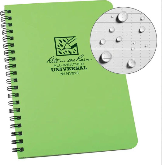 Rite In The Rain Hi-Vis Side Spiral Notebook HV973 Weatherproof Field Journal For Outdoor Pros by Rite in the Rain