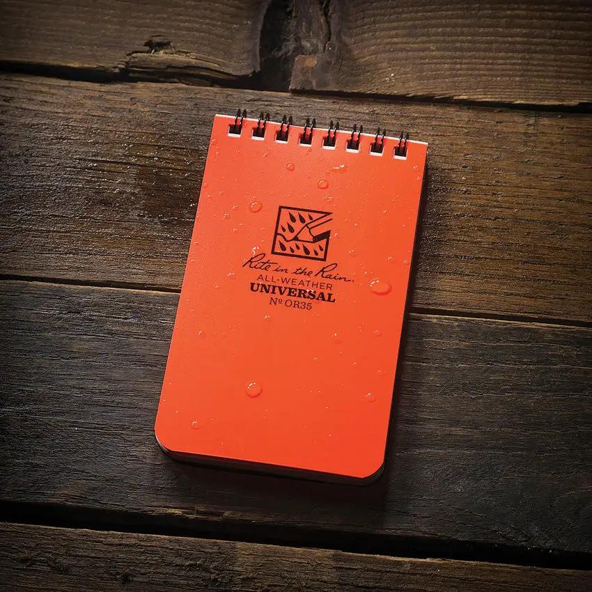 Rite In The Rain Top Spiral Notebook 3x5 Blaze Orange Cover For Fieldwork Professionals by Rite in the Rain