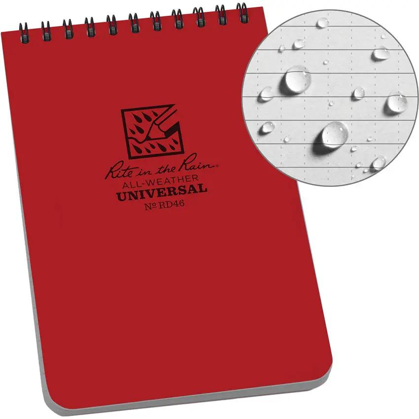 Rite In The Rain Top Spiral Red Notebook 4x6 RD46 Durable Field Note Pad For Outdoor Professionals by Rite in the Rain