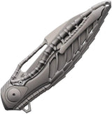 Rike Knife Thor 6 Framelock Ti - Bohler M390 Blade, Gray Titanium Handle, Pocket Clip by Rike Knife