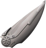 Rike Knife Predator P Framelock Ti - Satin M390 Blade, Bead Blast Titanium Handle, Glass Breaker by Rike Knife