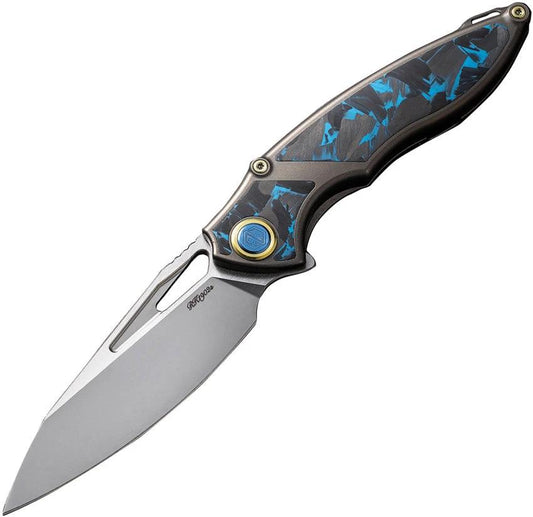 Rike Knife 1902 Framelock Blue CF RK1902SBCF by Rike Knife