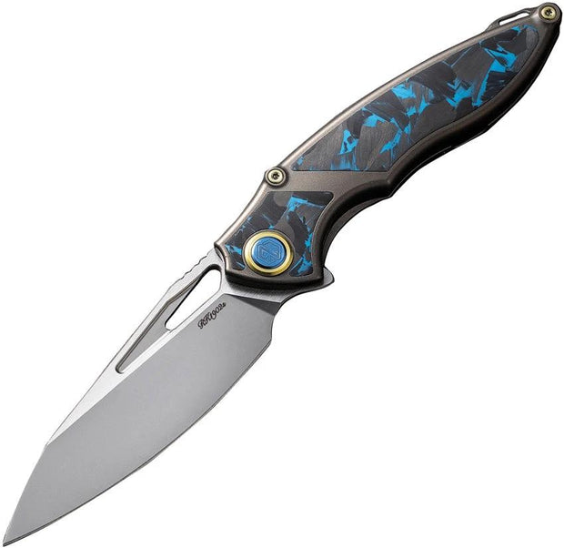 Rike Knife 1902 Framelock Blue CF RK1902SBCF by Rike Knife