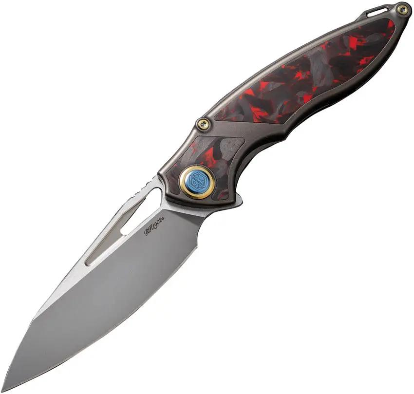 Rike Knife 1902 Framelock Red CF RK1902SRCF by Rike Knife