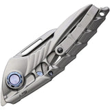 Rike Knife ALIEN1P - Framelock Bohler M390 Stonewashed Blade Gray Titanium Handle With Blue Accents by Rike Knife