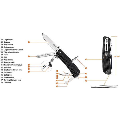 RUIKE L31 Large Multifunction Knife With 14 Tools G10 Handle EDC Outdoor Survival Tool by RUIKE