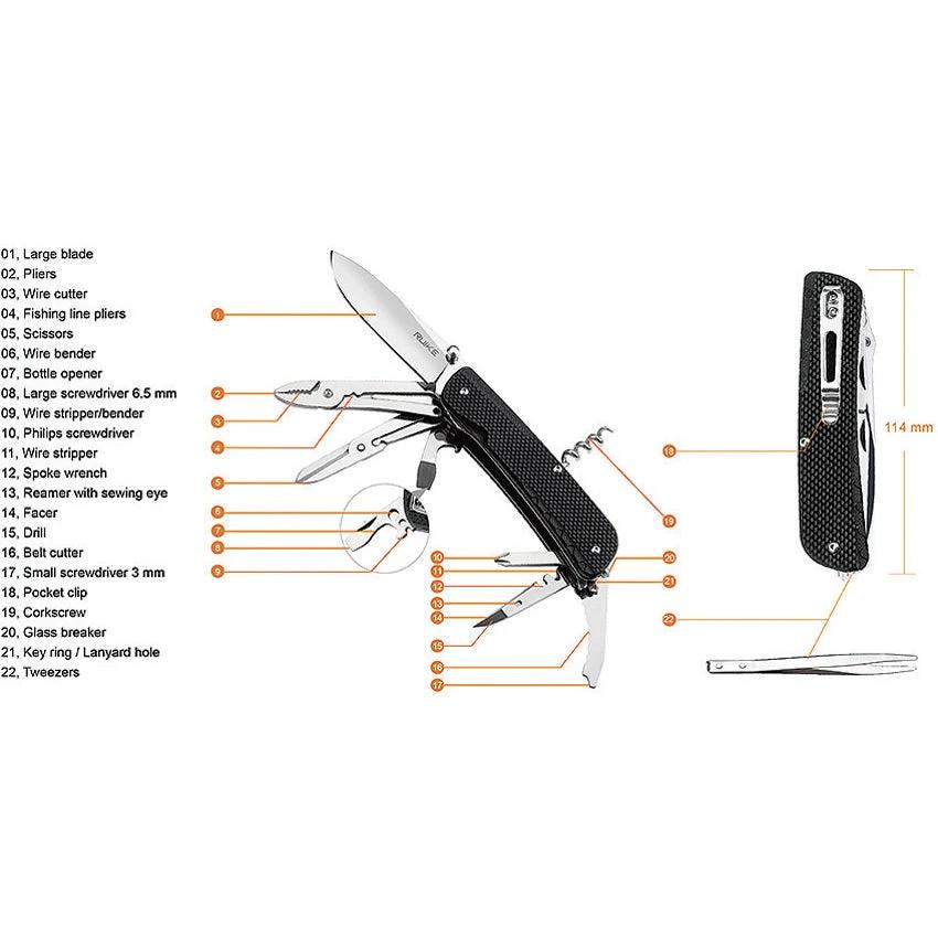 Ruike L41 Large Multitool Knife With Pliers Wire Cutter Scissors Bottle Opener For Outdoor DIY Enthusiasts by RUIKE