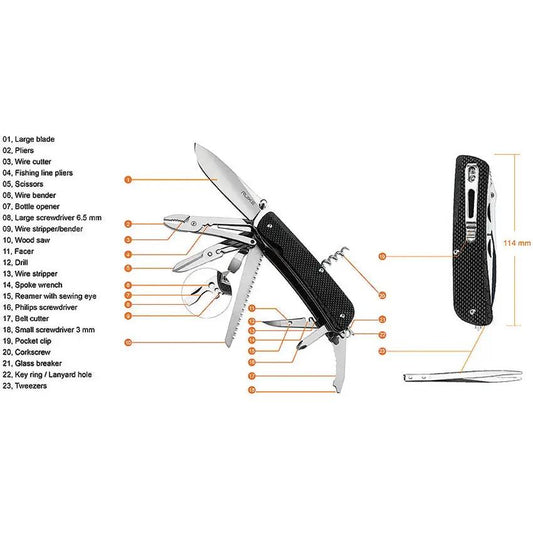 RUIKE L51 Large Multitool Knife With Pliers And Wire Cutter - All In One Outdoor Survival Tool by RUIKE