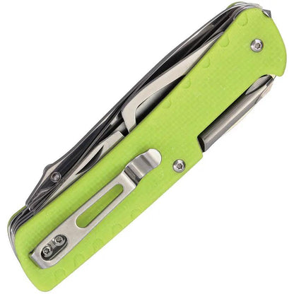 Ruike LD43 Trekker MultiTool - All-In-One Outdoor EDC Tool With 4.5in Closed Length Thumb Stud And Green G10 Handle by RUIKE