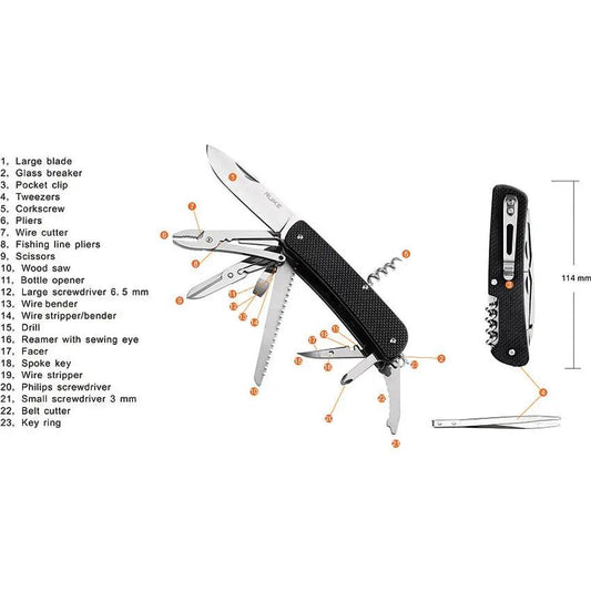 RUIKE LD51 Multitool Knife 4.5 Inch Closed - Versatile EDC Tool With Black G10 Handle Pliers Wire Cutter by RUIKE