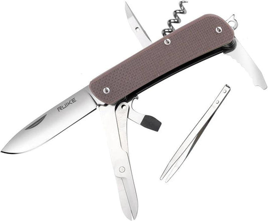 Ruike M31 Medium Folder All In One Multi Tool Knife With 12C27 Blade Brown G10 Handle For EDC by RUIKE