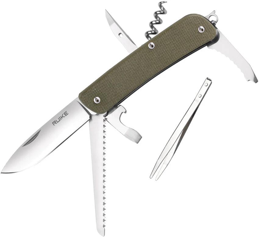 Ruike M32 Medium Folding Knife with Green G10 Handle 12C27 Blade Versatile EDC Multi Tool for Outdoor Enthusiasts by RUIKE
