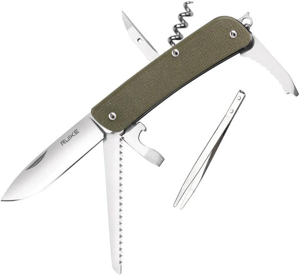 Ruike M32 Medium Folding Knife with Green G10 Handle 12C27 Blade Versatile EDC Multi Tool for Outdoor Enthusiasts by RUIKE