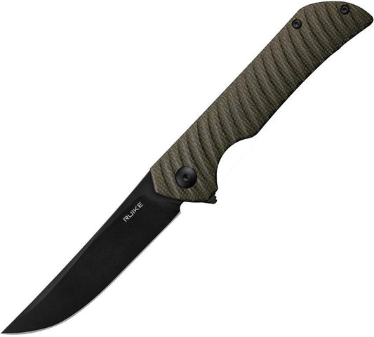 Ruike P122 Linerlock Premium EDC Knife With 14C28N Blade Black Micarta Extended Tang Pocket Clip by Ruike