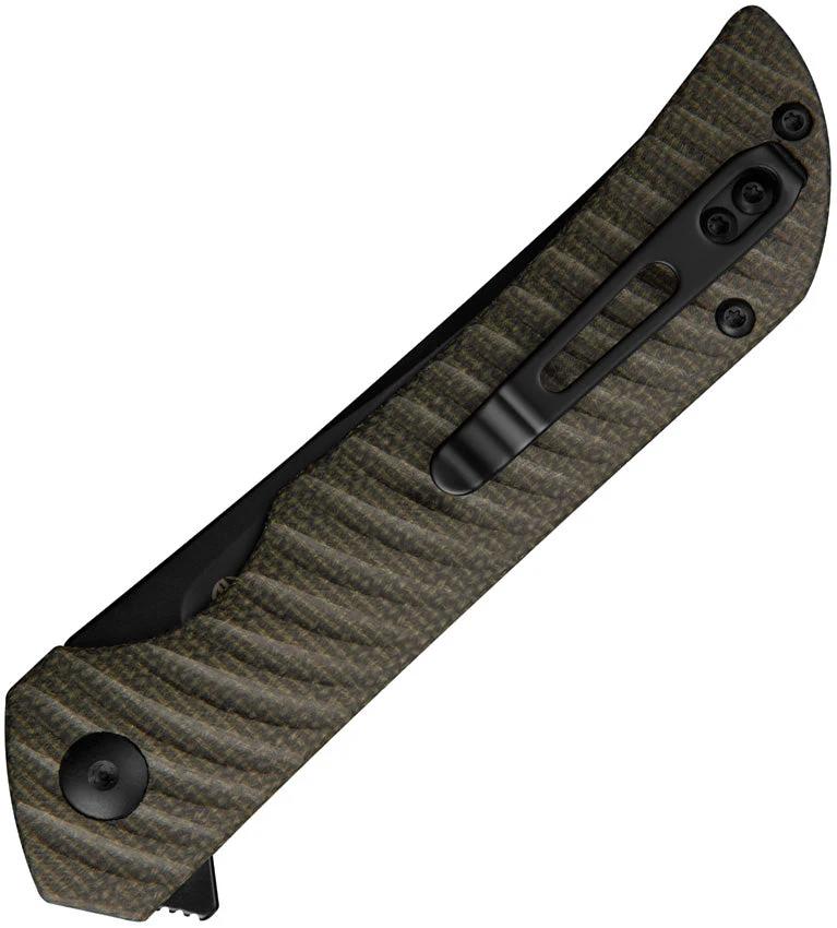 Ruike P122 Linerlock Premium EDC Knife With 14C28N Blade Black Micarta Extended Tang Pocket Clip by Ruike