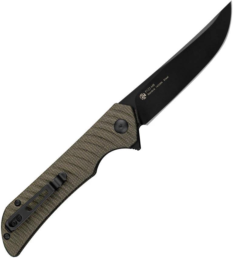 Ruike P122 Linerlock Premium EDC Knife With 14C28N Blade Black Micarta Extended Tang Pocket Clip by Ruike