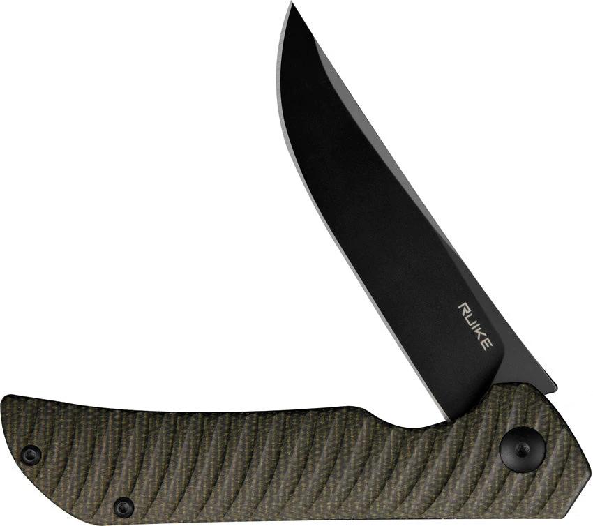 Ruike P122 Linerlock Premium EDC Knife With 14C28N Blade Black Micarta Extended Tang Pocket Clip by Ruike