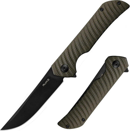 Ruike P122 Linerlock Premium EDC Knife With 14C28N Blade Black Micarta Extended Tang Pocket Clip by Ruike