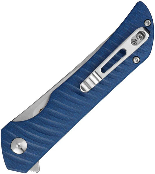 Ruike P122 Liner Lock Knife With Blue Micarta Handle Satin 14C28N Blade Extended Tang For EDC by Ruike