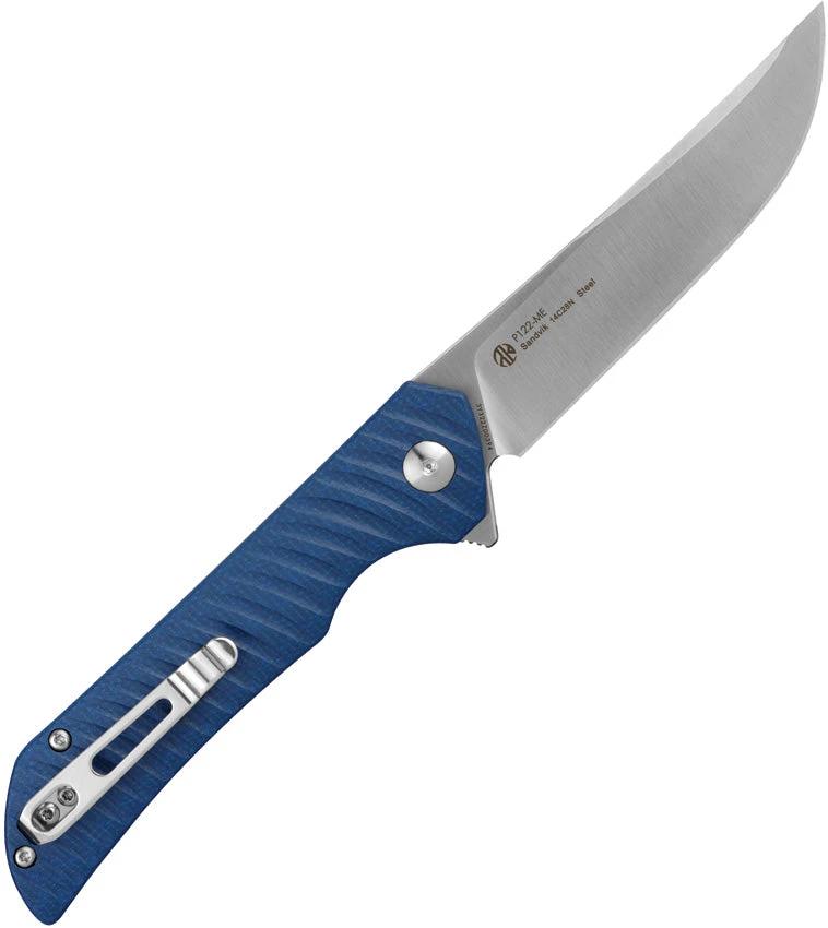 Ruike P122 Liner Lock Knife With Blue Micarta Handle Satin 14C28N Blade Extended Tang For EDC by Ruike