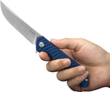 Ruike P122 Liner Lock Knife With Blue Micarta Handle Satin 14C28N Blade Extended Tang For EDC by Ruike