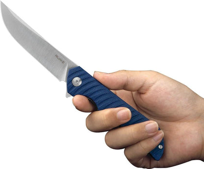 Ruike P122 Liner Lock Knife With Blue Micarta Handle Satin 14C28N Blade Extended Tang For EDC by Ruike
