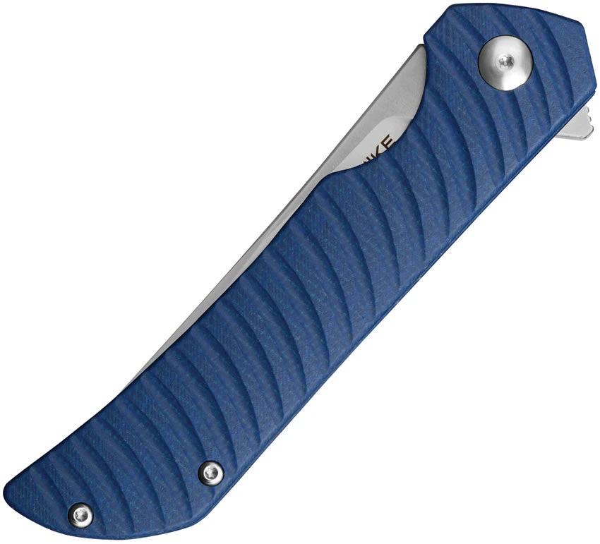 Ruike P122 Liner Lock Knife With Blue Micarta Handle Satin 14C28N Blade Extended Tang For EDC by Ruike