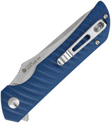Ruike P123 Linerlock Knife - 3.75 Inch Satin Blade With Blue Sculpted Micarta Handle For EDC Clip by Ruike