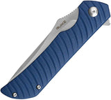 Ruike P123 Linerlock Knife - 3.75 Inch Satin Blade With Blue Sculpted Micarta Handle For EDC Clip by Ruike